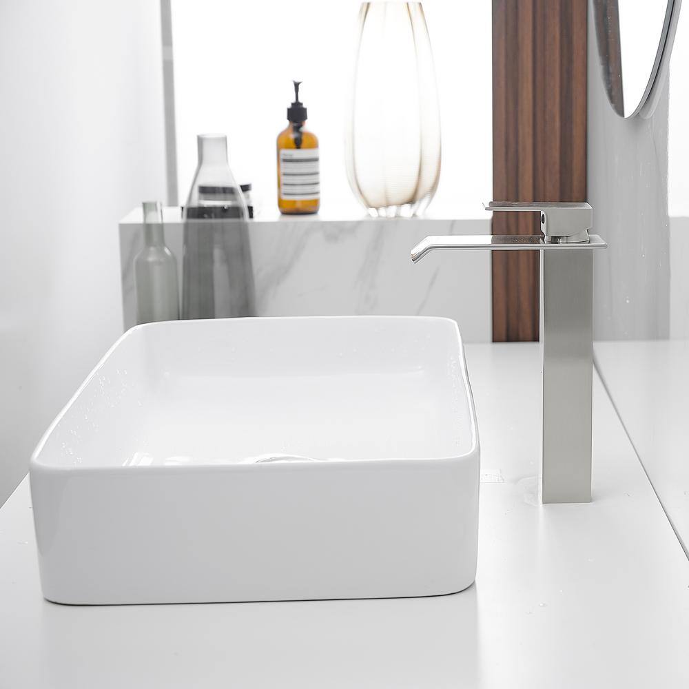 Brushed Nickel Single Handle Vessel Sink Faucet with Drain Kit