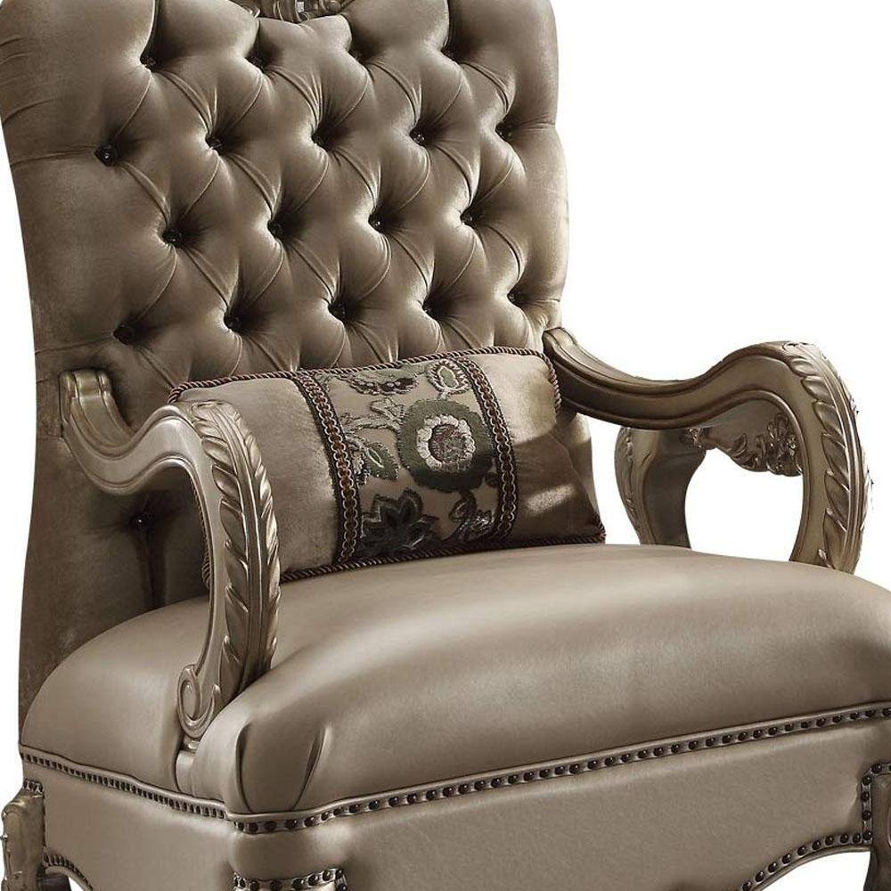 Handcrafted Gold Velvet and Wood Accent Chair