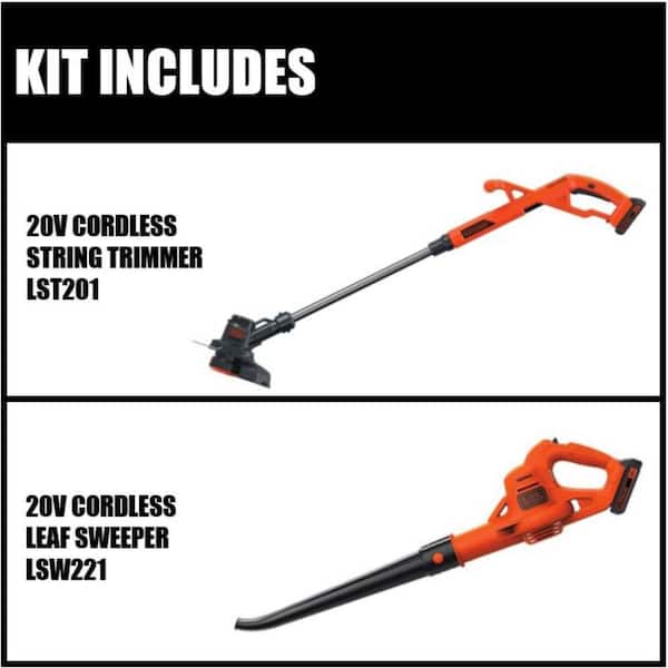 BLACK+DECKER 20V MAX Cordless Battery Powered 2-in-1 String Trimmer & Lawn  Edger Kit with (1) 2Ah Battery & Charger LST300 - The Home Depot