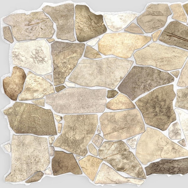 3D Falkirk Renfrew 39 in. x 25 in. Brown Beige Faux Stone PVC Decorative Wall Paneling (5-Pack)