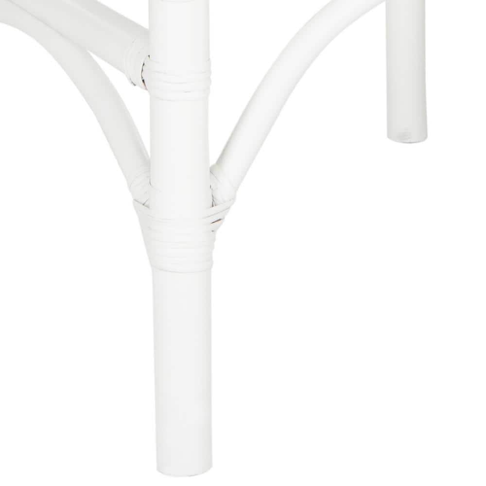 Transitional White Rattan Bar Stool with Comfy Cushion