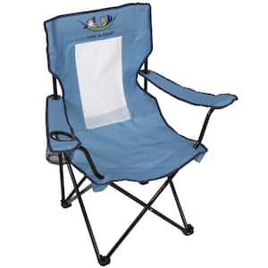 Light Blue Steel Frame Breathable Mesh Back Quad Chair with Cup Holder and Carrying Bag