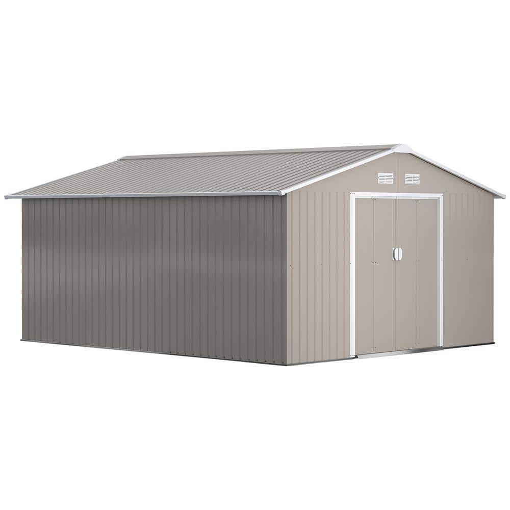 12.7 ft. W x 11 ft. D Outdoor Metal Storage Shed with Foundation, 4 Vents a