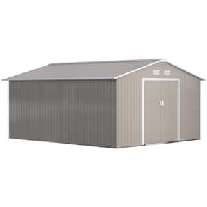 12.7 ft. W x 11 ft. D Outdoor Metal Storage Shed with Foundation, 4 Vents and 2 Easy Sliding Doors (141.6 sq. ft.)
