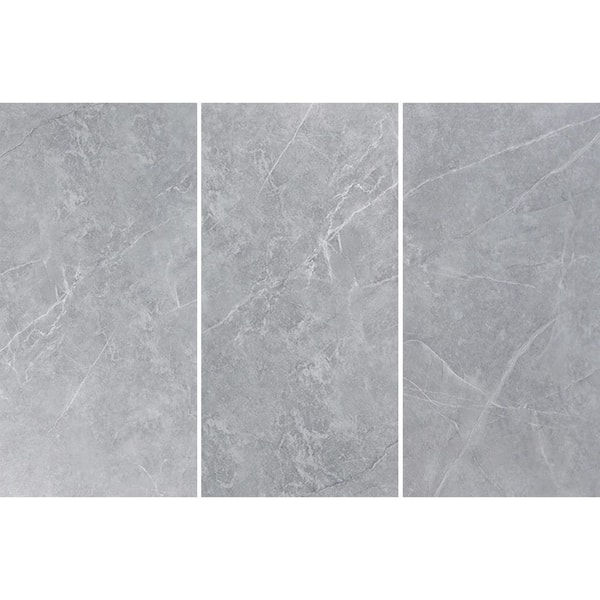 6 MIL x 12 in. W x 24 in. L Peel and Stick Flooring Tile, Water Resistant Vinyl Tile Flooring, Gray (60 sq. ft./box)