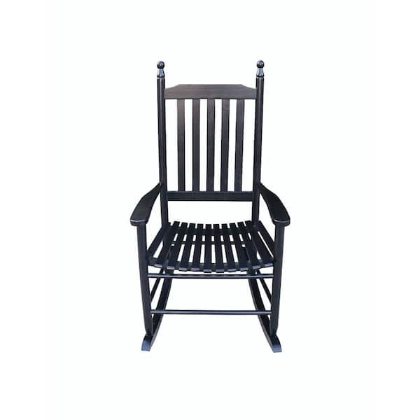 Sudzendf Wood Durable Black Outdoor Rocking Chair for Indoor and Outdoor