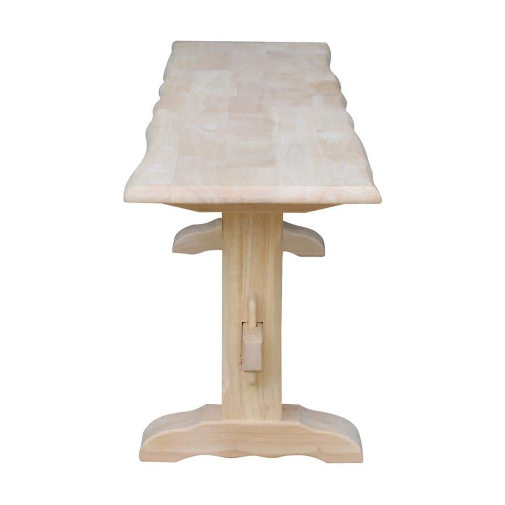 Traditional Unfinished Solid Parawood Live Edge Trestle Bench