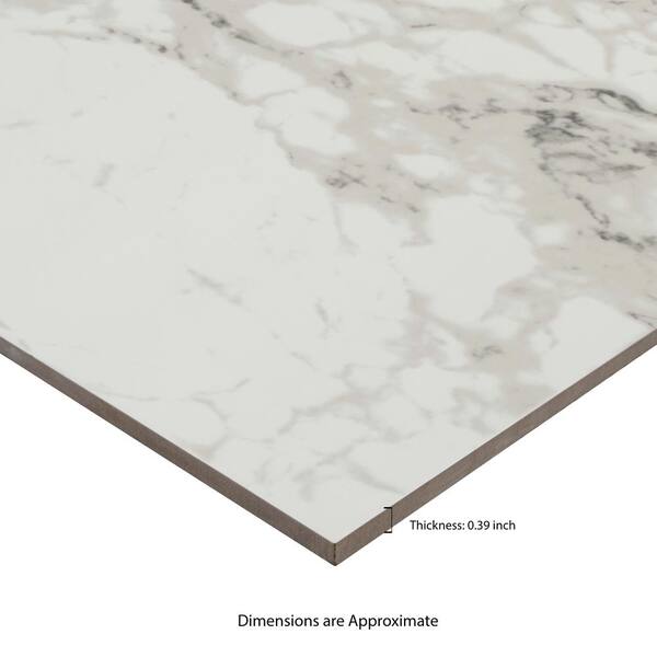 Home Decorators Collection - Crystal Bianco 32 in. x 32 in. Polished Porcelain Marble Look Floor and Wall Tile (21.33 sq. ft./Case)