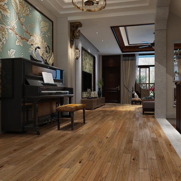 NATU Heirloom Distressed Hickory 3/8 in. T x 7.5 in. W Click Lock Brushed Engineered Hardwood Flooring (19.43 sq.ft./case)