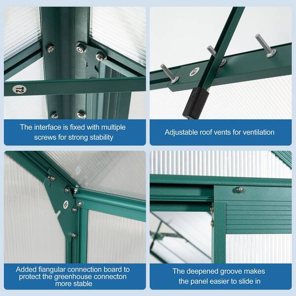 Unbranded - 74.8 in. W x 146.06 in. D x 76.77 in. H Green Aluminum Outdoor Patio Greenhouse, Expand Your Gardening Space