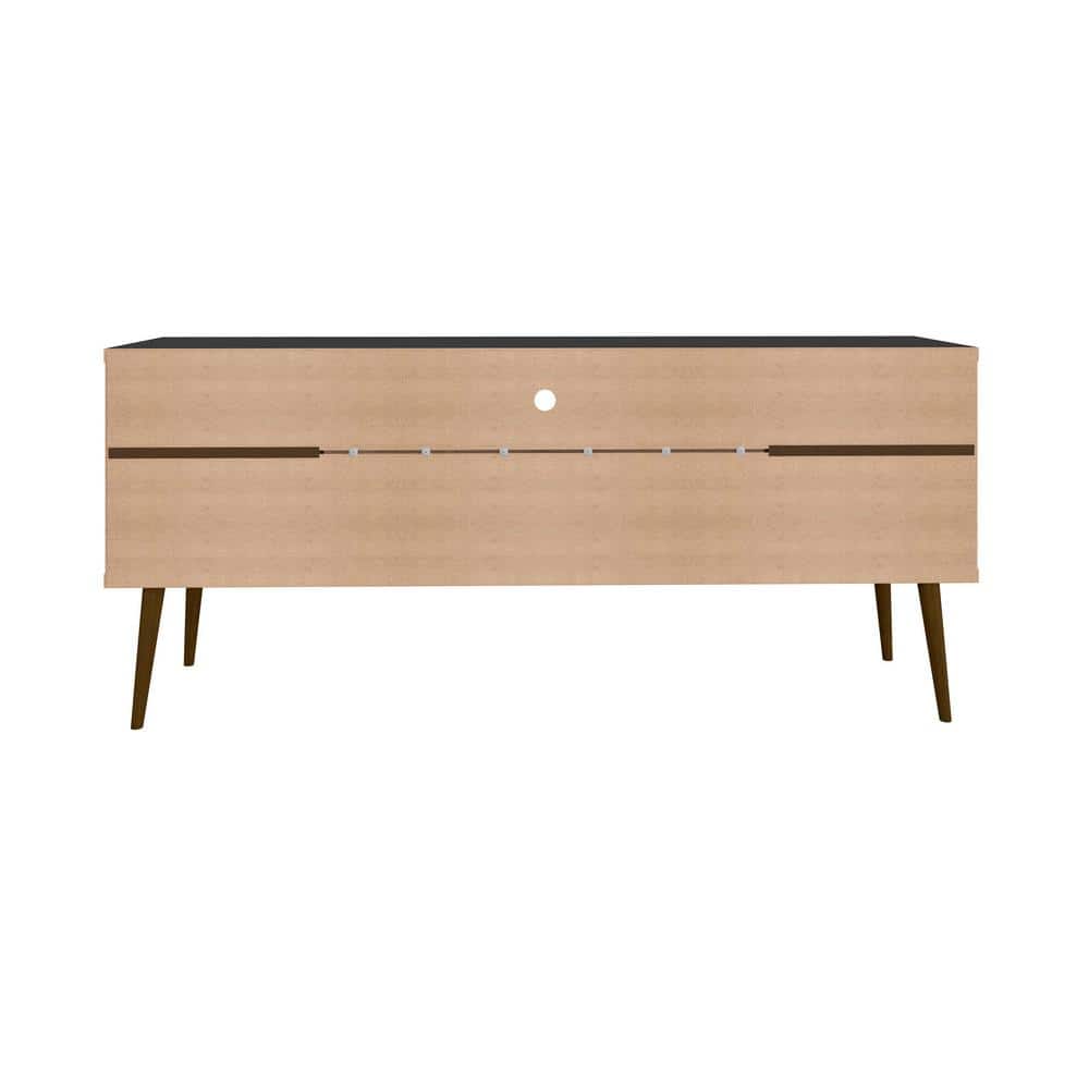 Bradley 63'' Matte Black Mid-Century Modern TV Stand with Storage