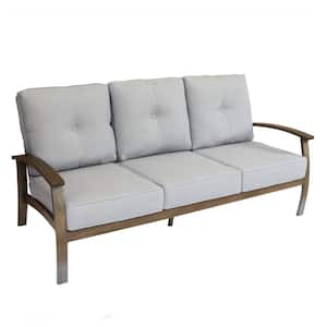 Aluminum Outdoor Triple-Seat Sofa Couch with Light Gray Sunbrella Cushions