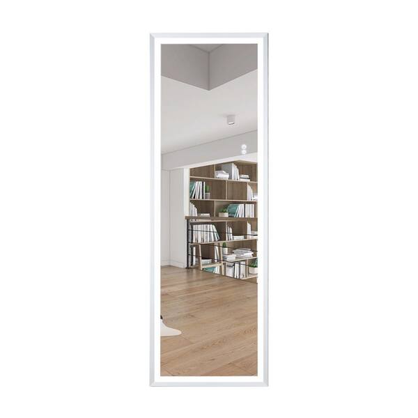 Tileon 21.7 in. W x 65 in. H Rectangular Framed Wall Mount or Floor LED Bathroom Vanity Mirror in Silver, Dimmer Touch Switch