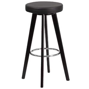 30 in. Black and Cappuccino Cushioned Bar Stool