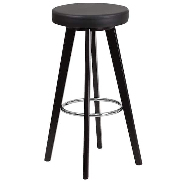 Flash Furniture 30 in. Black and Cappuccino Cushioned Bar Stool