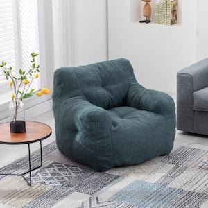 37 in. W x 39.37 in. D x 27.56 in. H Green Soft Tufted Foam Bean Bag Chair with Teddy Fabric