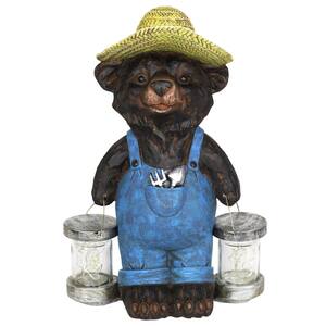 Alpine Corporation 15 in. Tall Outdoor Bear Couple with Lantern