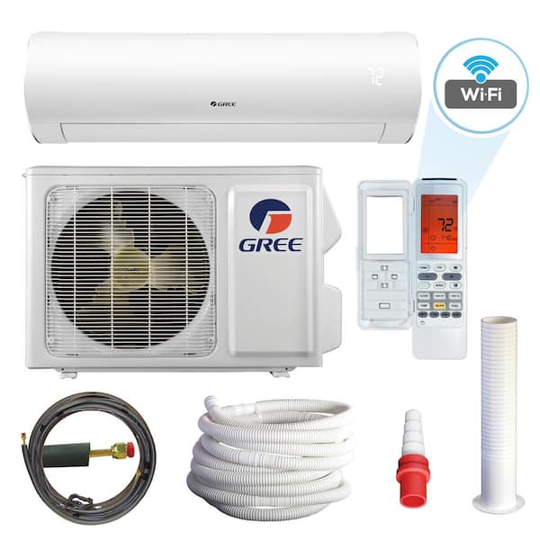 GREE Sapphire 12000 BTU 1-Ton Wi-Fi Programmable Ductless Mini Split Air Conditioner with Heat Kit 230-Volt to 208-Volt/60Hz