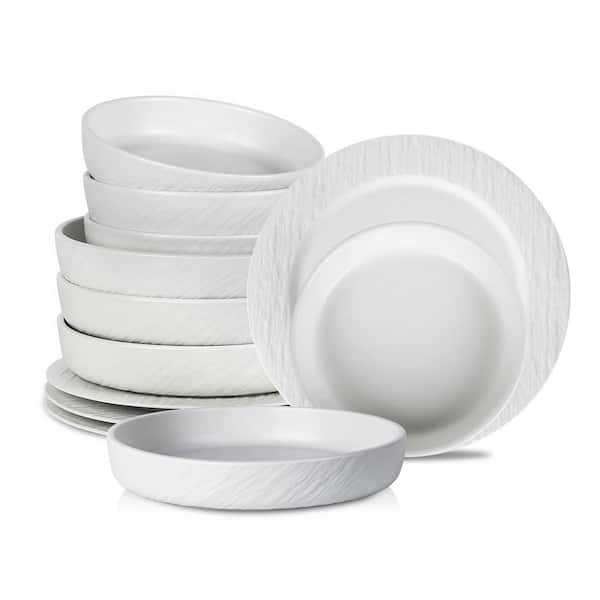 Senso 12-Piece White New Bone China Dinnerware Set (Service for 4)