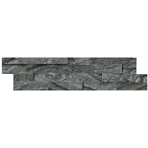Glacial Black Ledger Panel 6 in. x 24 in. Natural Marble Wall Tile (6 sq. ft./case)