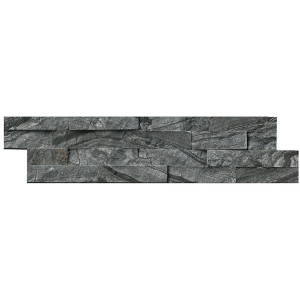 Glacial Black Ledger Panel 6 in. x 24 in. Natural Marble Wall Tile (1 sq. ft./each)