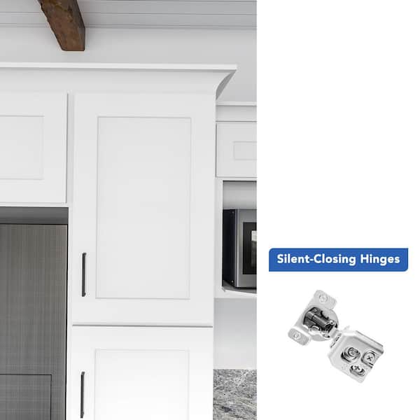 18 in. W x 24 in. D x 30 in. H Ready to Assemble Solid Wood Shaker Pantry Kitchen Cabinet in White