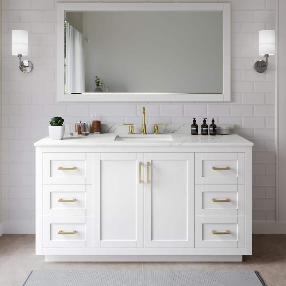 Miranda 66 in. W x 22 in. D x 33.75 in. H Single Bath Vanity in White with Giotto Quartz Top price history on PriceWatchPro