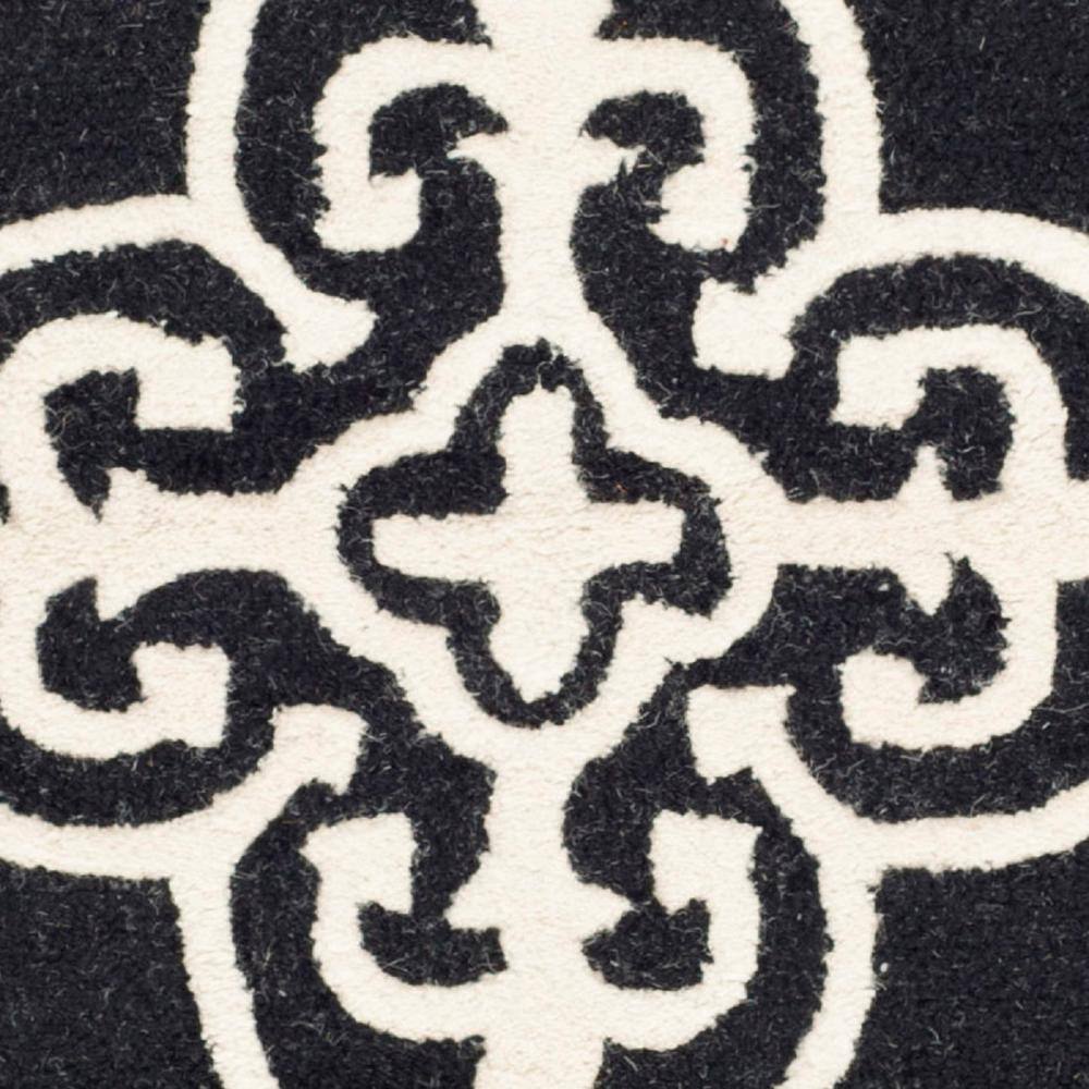 Black and Ivory Hand-Tufted Wool Geometric Runner Rug