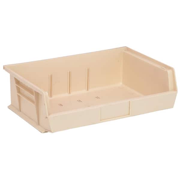 QUANTUM STORAGE SYSTEMS Ultra Series Stack and Hang 7.2 Gal. Storage Bin in Ivory (6-Pack)
