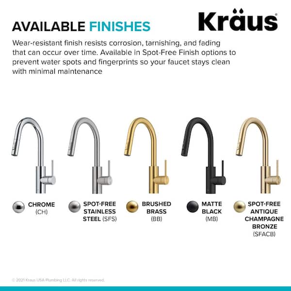 KRAUS Oletto Single Handle Pull Down Sprayer Kitchen Faucet in