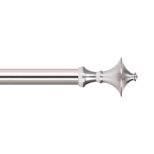 The Haven Collection Royal 36 in. - 72 in. Adjustable Single Curtain Rod 1 in. in Brushed Nickel with Finial