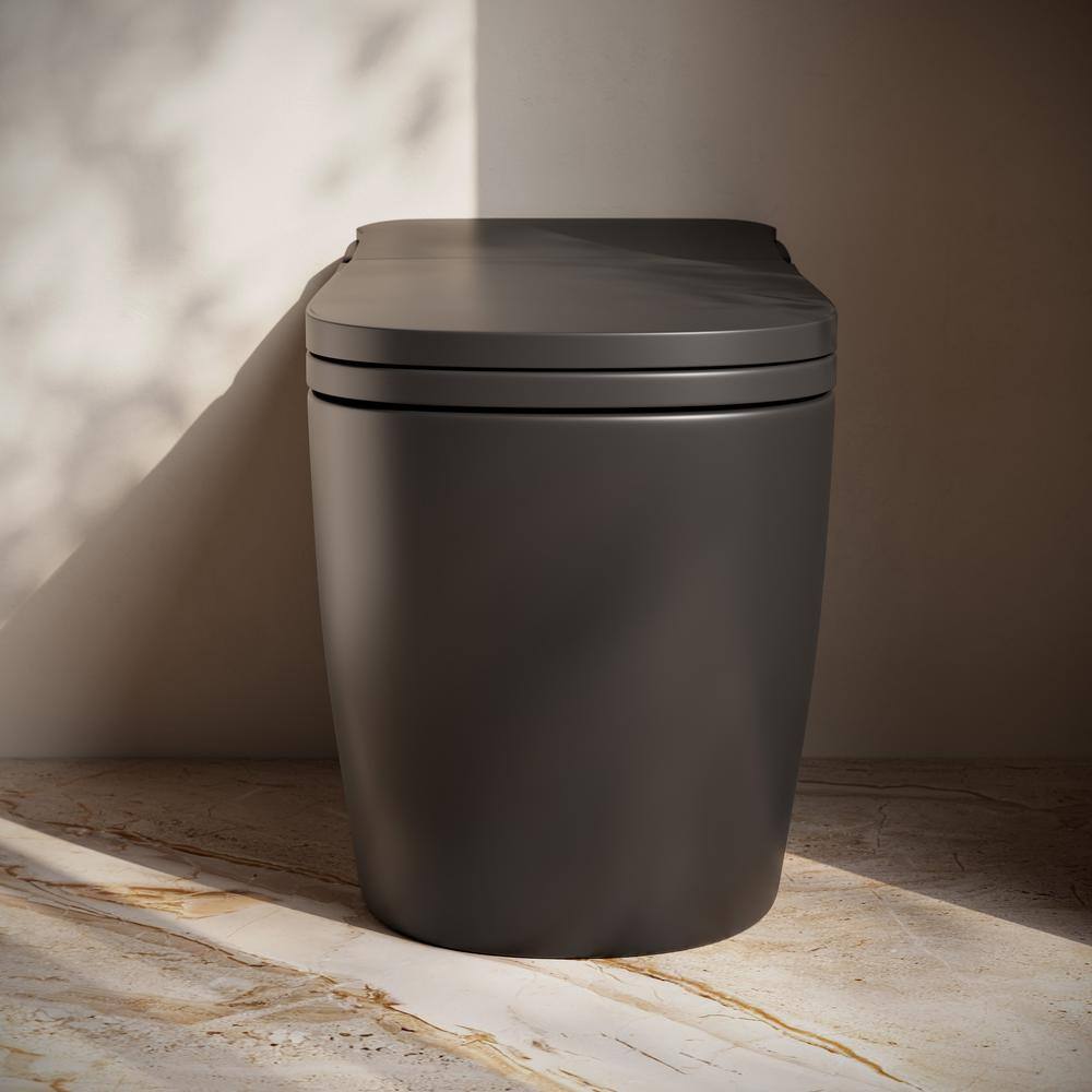 Matte Black High Efficiency One Piece Smart Toilet with Heated Bidet