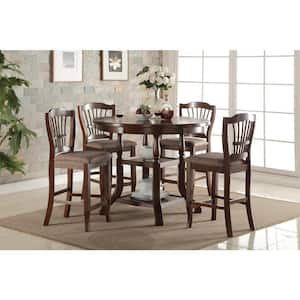 New Classic Furniture Bixby 5-Piece Espresso Wood Top Counter Table Set (Seats 4)