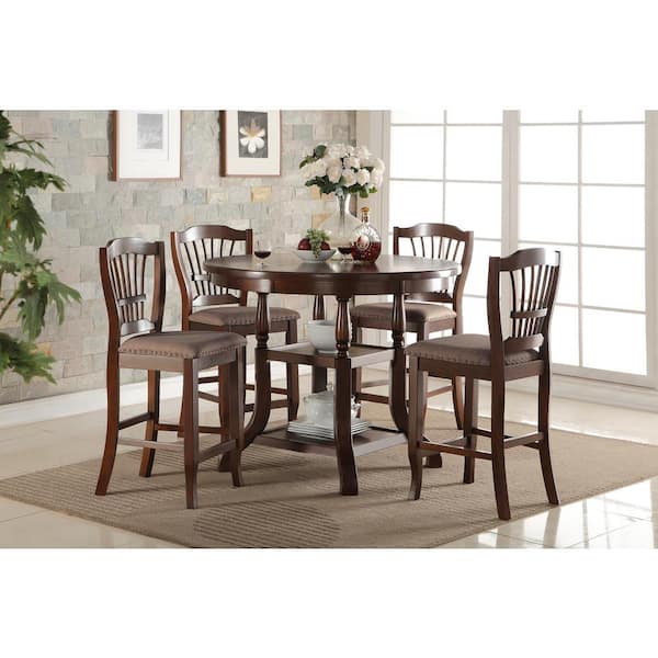 NEW CLASSIC HOME FURNISHINGS New Classic Furniture Bixby 5-Piece Espresso Wood Top Counter Table Set (Seats 4)