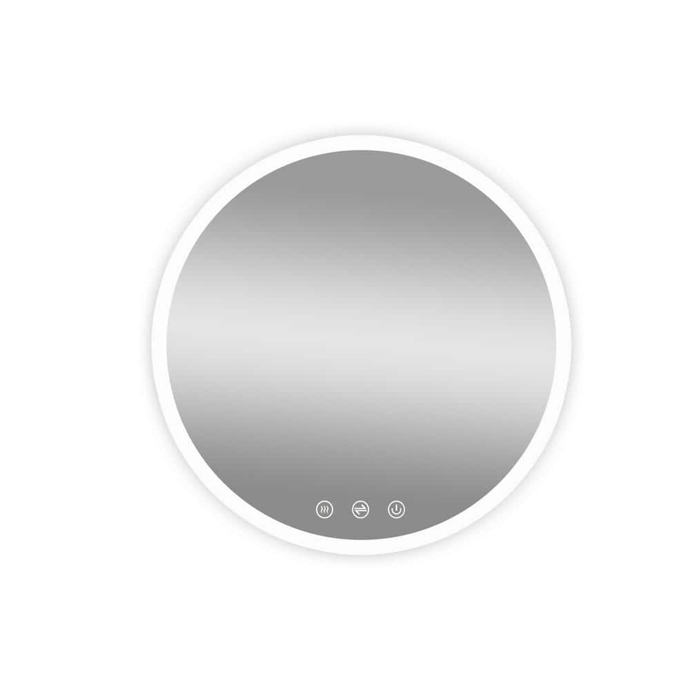 Chrome 24 in. W x 24 in. LED Modern Aluminum Alloy Frameless Round Wall Mir