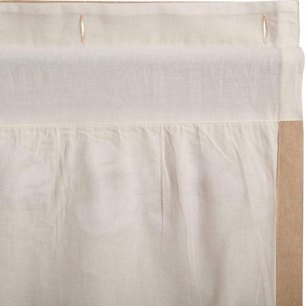 Ashmont Khaki Tan Cotton Shower Curtain with Ruffled Edge