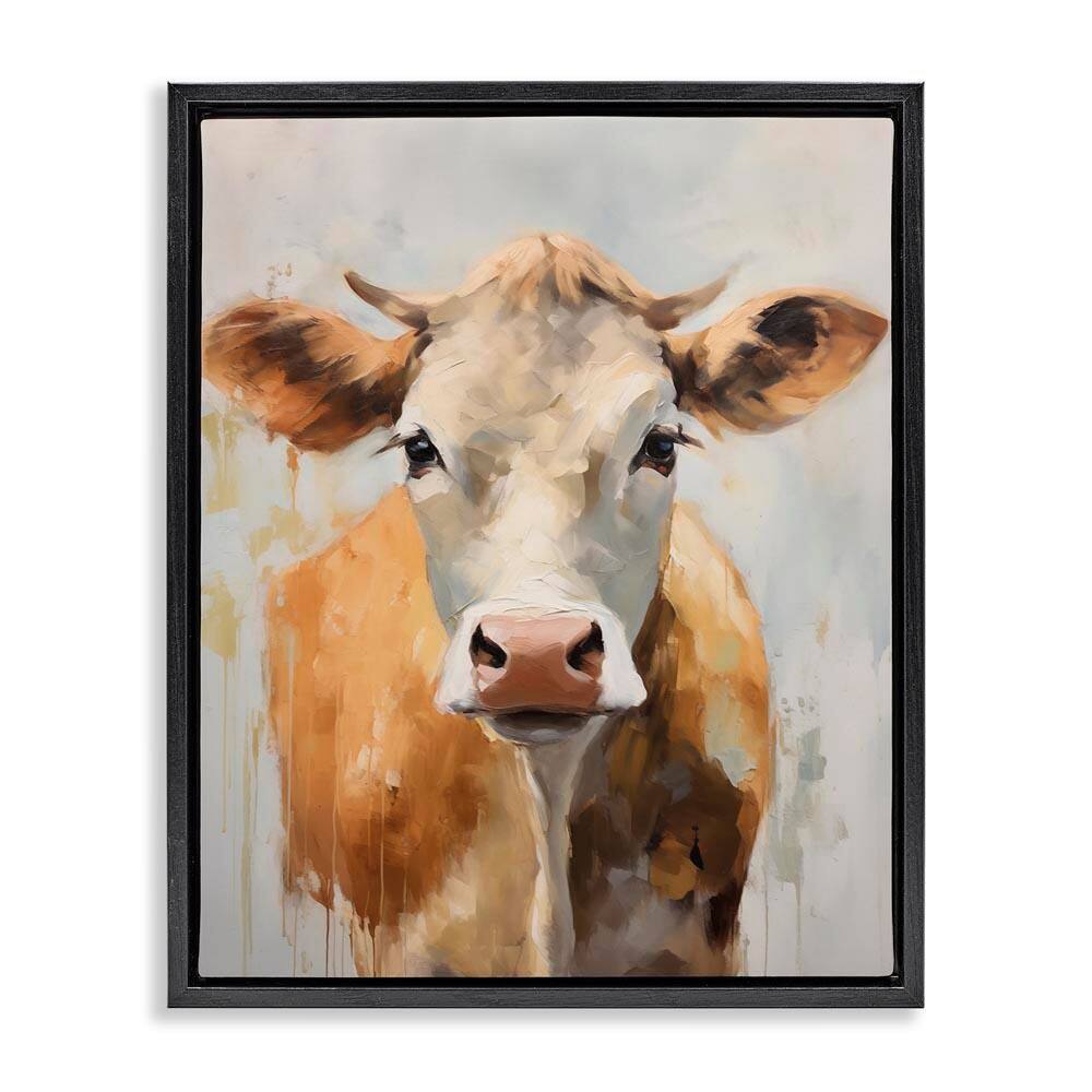 Paint Drip Jersey Cow by Arlington Prints Black Floater Frame Animal Graphic Art Print 21 in. x 17 in. price history on PriceWatchPro
