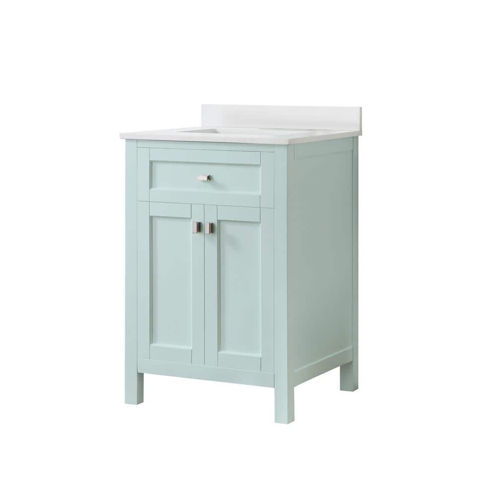 Juniper 24 in. W x 21 in. D x 34-1/ in. H Bath Vanity in Mint Julep with Engineered Stone Top and Ceramic Basin price history on PriceWatchPro