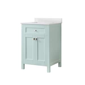 Juniper 24 in. W x 21 in. D x 34-1/ in. H Bath Vanity in Mint Julep with Engineered Stone Top and Ceramic Basin