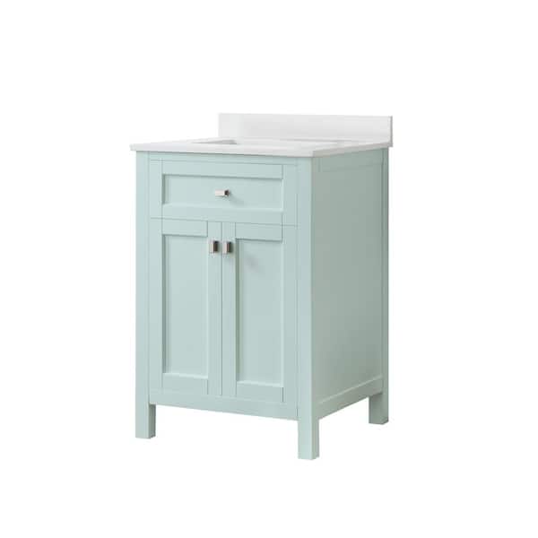 Cahaba Juniper 24 in. W x 21 in. D x 34-1/ in. H Bath Vanity in Mint Julep with Engineered Stone Top and Ceramic Basin