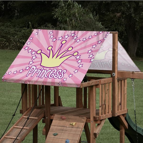 Monkey Bar TARPS 47.5 in. x 139.5 in. Pink Princess Crown (004) Playset Tarp: 13 oz. Vinyl Canopy Roof