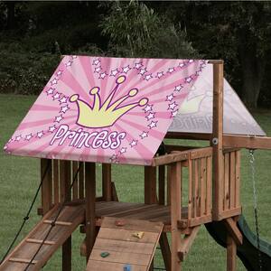 47.5 in. x 89.5 in. Pink Princess Crown (004) Playset Tarp: 13 oz. Vinyl Canopy Roof