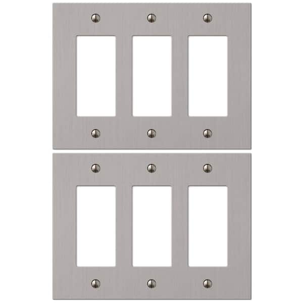 AMERELLE Barnard Brushed Nickel 3-Gang Rocker Metal Wall Plate (2-Pack)