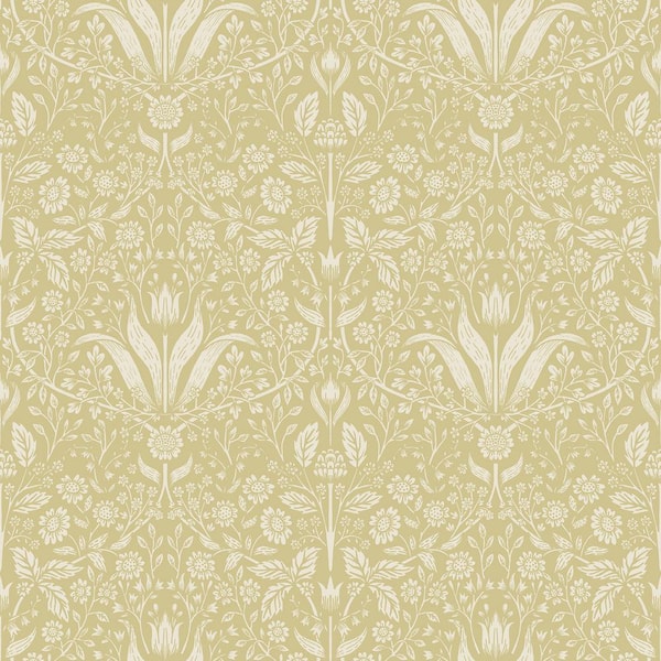 A-Street Prints Mara Yellow Tulip Ogee Wallpaper Sample