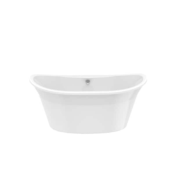 Orchestra 60 in. Fiberglass Center Drain Non-Whirlpool Flatbottom Freestanding Bathtub in White