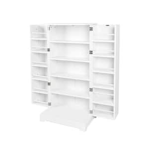 White Wood Pantry Organizer, Storage Cabinet, Buffet Sideboard Freestanding Kitchen Hutch Cupboard with Racks and Doors