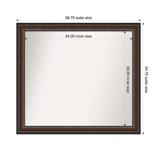 Amanti Art Cyprus Walnut 38.75 in. x 34.75 in. Custom Non-Beveled Wood Framed Bathroom Vantiy Wall Mirror