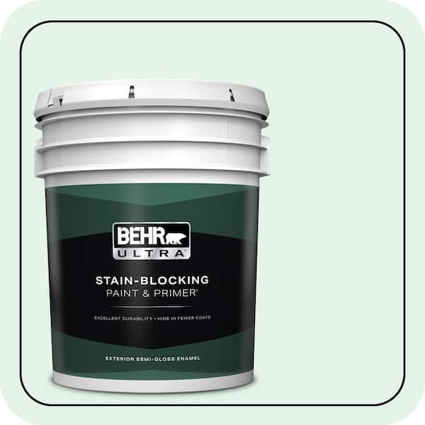 BEHR ULTRA 5 gal. #480C-1 Light Mint Semi-Gloss Enamel Exterior Paint & Primer