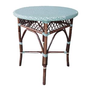 Paris Bistro 27.5 in. Round Blue Pe Plastic All-Weather Weaving Fiber with Rattan Frame (Seats 4)