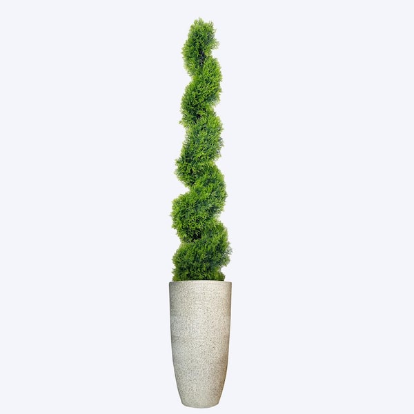 VINTAGE HOME 73 " Artificial Spiral Topiary in fiberstone planter